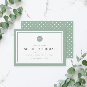 Editable Colour Classic Monogram Save the Date Invitation