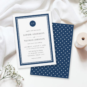 Editable Colour Classic Round Monogram Wedding Invitation