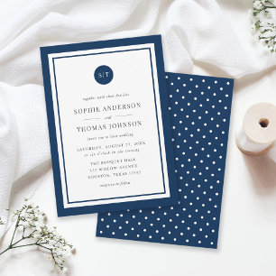 Editable Colour Classic Round Monogram Wedding Invitation