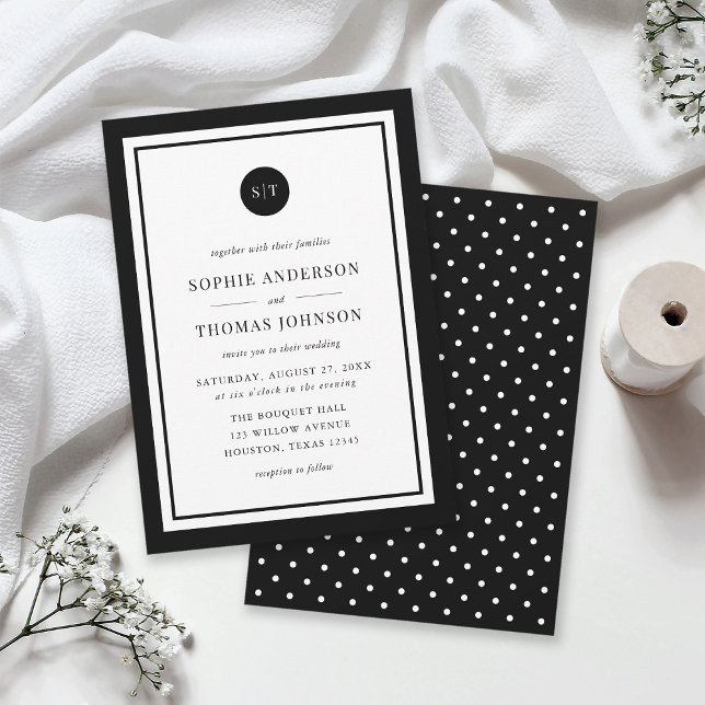 Editable Colour Classic Round Monogram Wedding Invitation (Creator Uploaded)