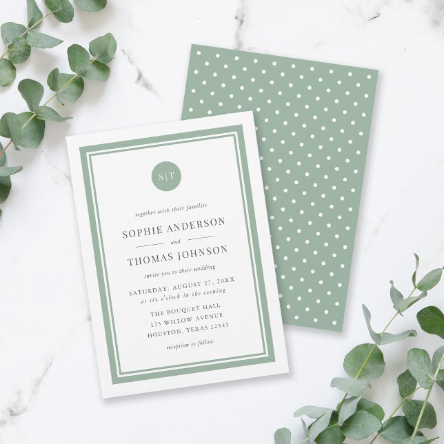 Editable Colour Classic Round Monogram Wedding Invitation (Creator Uploaded)