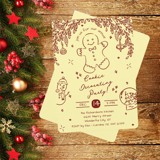 Editable Colour Cookie Decorating Party Doodles Invitation (Creator Uploaded)