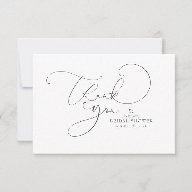 Editable Colour Cute Script Bridal Shower Thank Yo (Front)
