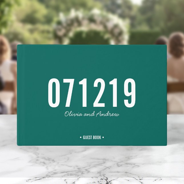 Editable Colour Date Bold Modern Wedding Guest Book (Creator Uploaded)