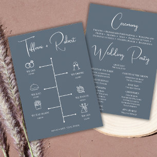 Editable Colour Dusty Blue Wedding Timeline Programme