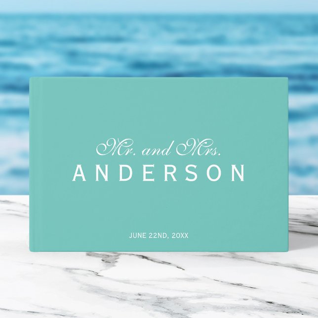 Editable Colour Elegant Wedding Mr and Mrs Script Guest Book (Creator Uploaded)