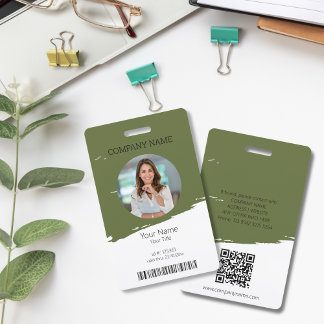Editable Colour Employee ID Photo, QR & Bar Code Badge
