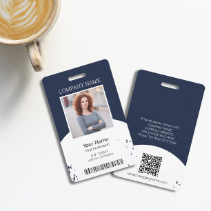 Editable Colour Employee Photo ID QR & Bar Code  ID Badge