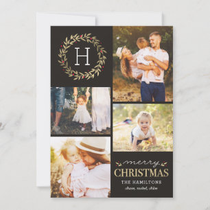 EDITABLE Colour Festive Wreath Merry Christmas Holiday Card