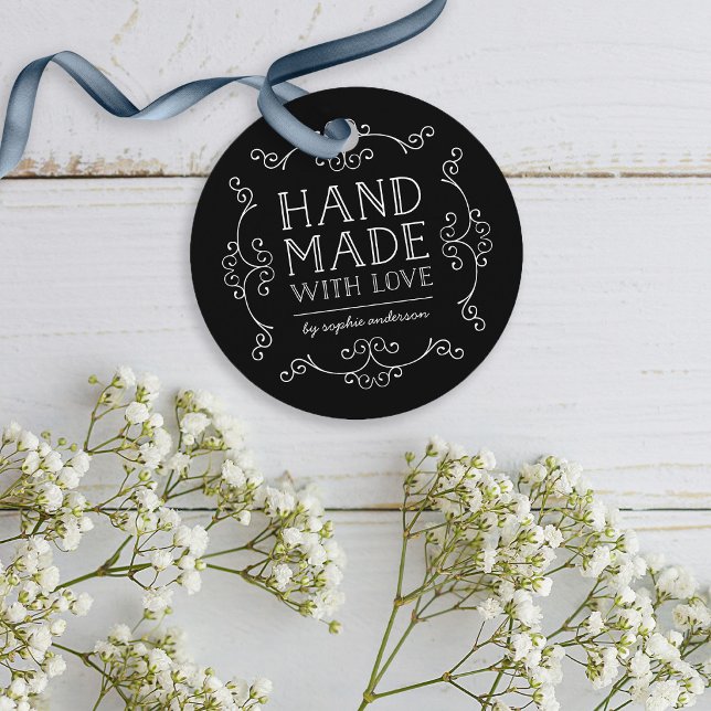 Editable Colour Flourishes Hand Made With Love Tag (Creator Uploaded)