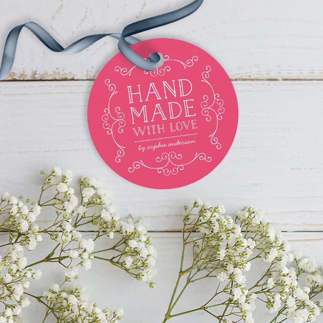 Editable Colour Flourishes Hand Made With Love Tag (Creator Uploaded)