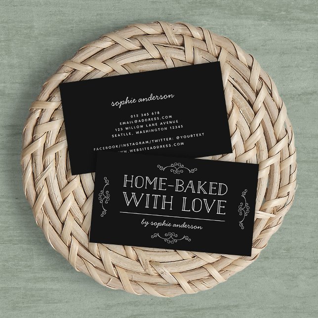 Editable Colour Flourishes Home Baked With Love Business Card (Creator Uploaded)