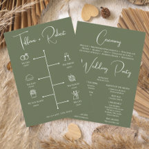 Editable Colour Green Wedding Ceremony Program