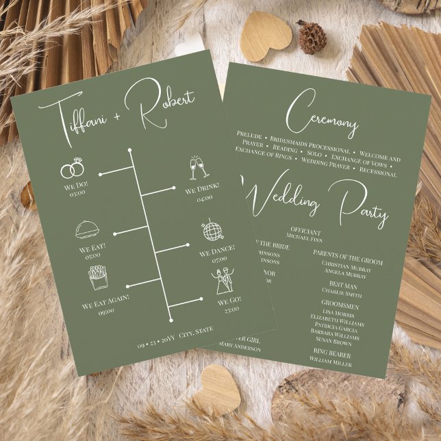 Editable Colour Green Wedding Ceremony Program Programme (Creator Uploaded)