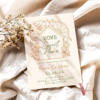 Editable Colour Handdrawn Sweet House Warming Invitation