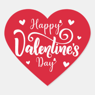 Editable Colour Happy Valentines Day Typography Heart Sticker