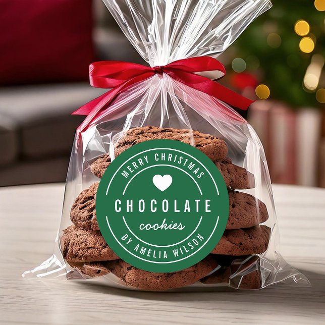 EDITABLE Colour Homemade Goods Merry Christmas Classic Round Sticker (Creator Uploaded)