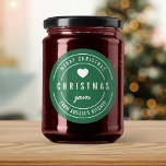 EDITABLE Colour Kitchen Merry Christmas Jam Classic Round Sticker<br><div class="desc">Round Modern Bold "Merry Christmas Jam" sticker featuring a heart and double border in white against a background colour that is editable (click customise and change background colour). It's perfect for labelling what you've made. Personalise it by replacing the placeholder text. For more options such as to change the background...</div>