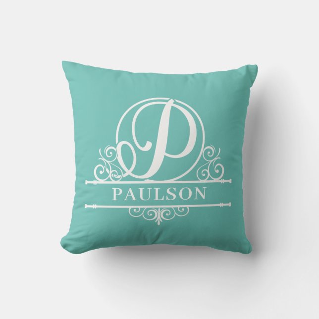 Editable Colour Letter P Split Monogram Cushion (Front)
