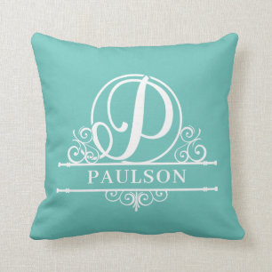 Editable Colour Letter P Split Monogram Cushion