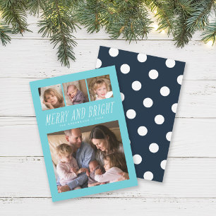 Editable Colour Merry and Bright Photo Holiday Car Card