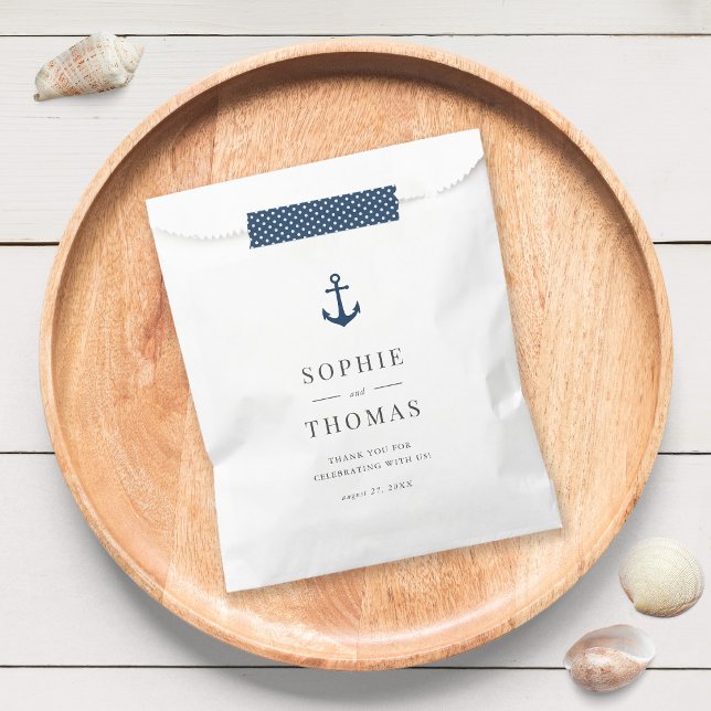 Editable Colour Modern Classic Anchor Wedding  Favour Bags (Creator Uploaded)