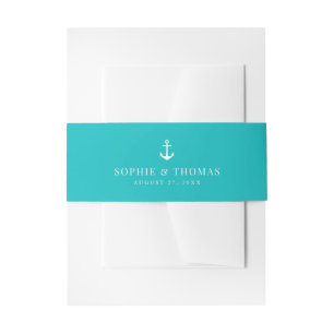 Editable Colour Modern Classic Anchor Wedding Invitation Belly Band