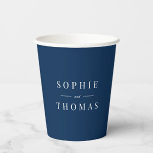 Editable Colour Modern Classic Couple Names Paper Cups