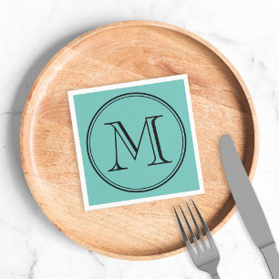 Editable Colour Modern Classic Round Black Napkin