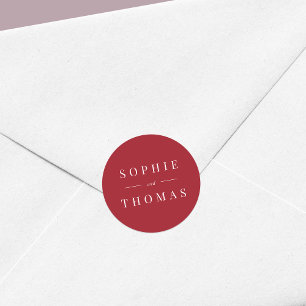 Editable Colour Modern Classic Wedding Round Sticker