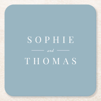 Editable Colour Modern Classic Wedding Square Paper Coaster
