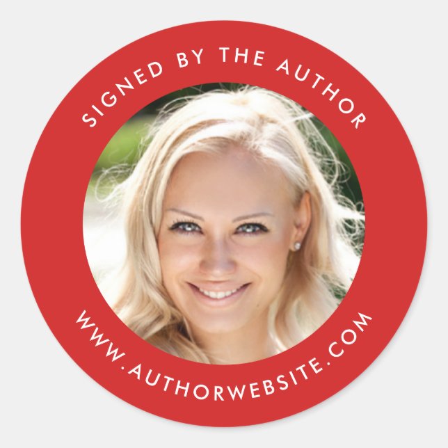 Editable Colour Modern Signed By The Author Photo Classic Round Sticker (Front)