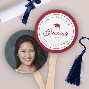 Editable Colour Mortarboard Script Graduate Photo Hand Fan