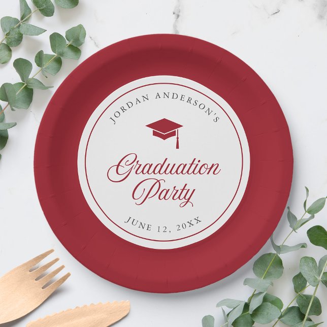 Editable Colour Mortarboard Script Graduation Part Paper Plate (Creator Uploaded)