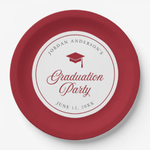 Editable Colour Mortarboard Script Graduation Part Paper Plate