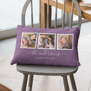 Editable Colour Name Calligraphy Photo Collage Lumbar Cushion
