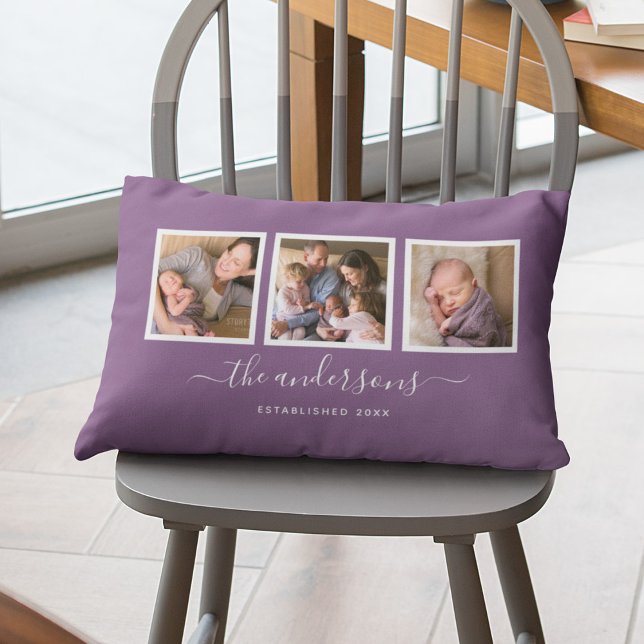 Editable Colour Name Calligraphy Photo Collage Lumbar Cushion (Creator Uploaded)
