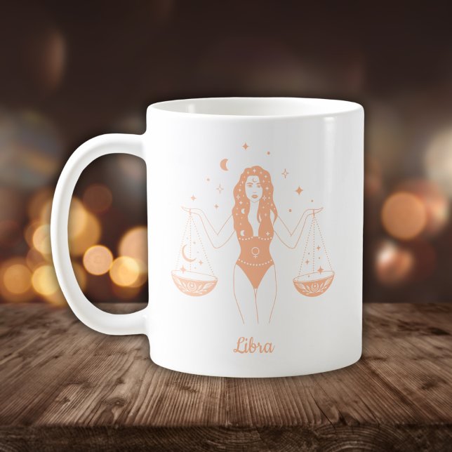 Editable Colour Peach Libra Zodiac Sign Coffee Mug (Creator Uploaded)