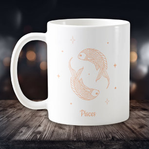 Editable Colour Peach Pisces Zodiac Sign Coffee Mug