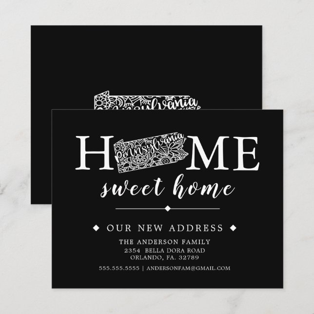 Editable Colour Pennsylvania Moving Announcement (Front/Back)