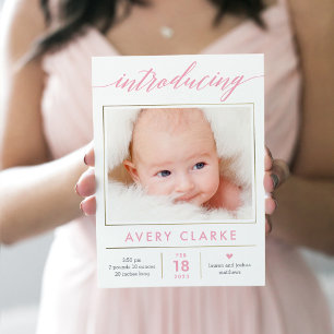 Editable Colour Pure Elegance Birth Announcement