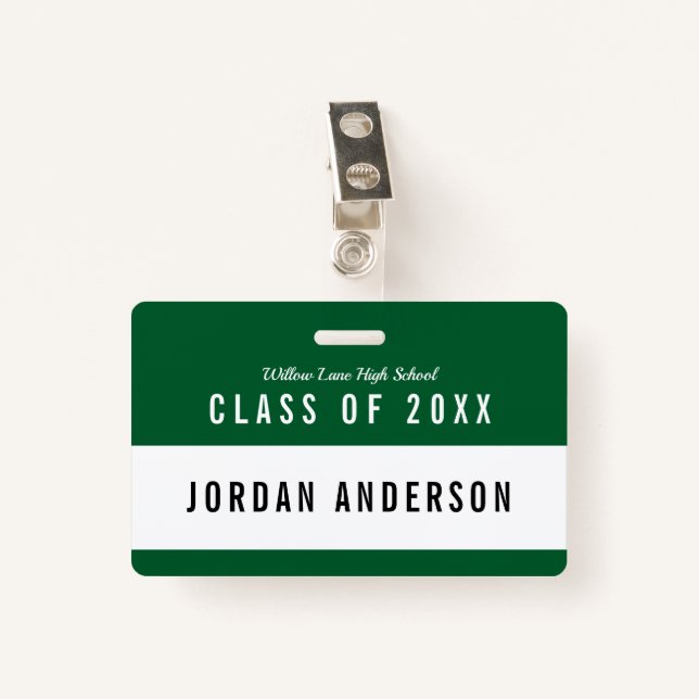 Editable Colour School Class Reunion Name ID Badge (Front with Clip)