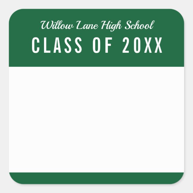 Editable Colour School Class Reunion Name Square Sticker (Front)