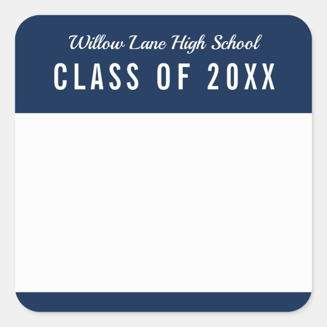 Editable Colour School Class Reunion Name Square Sticker (Front)