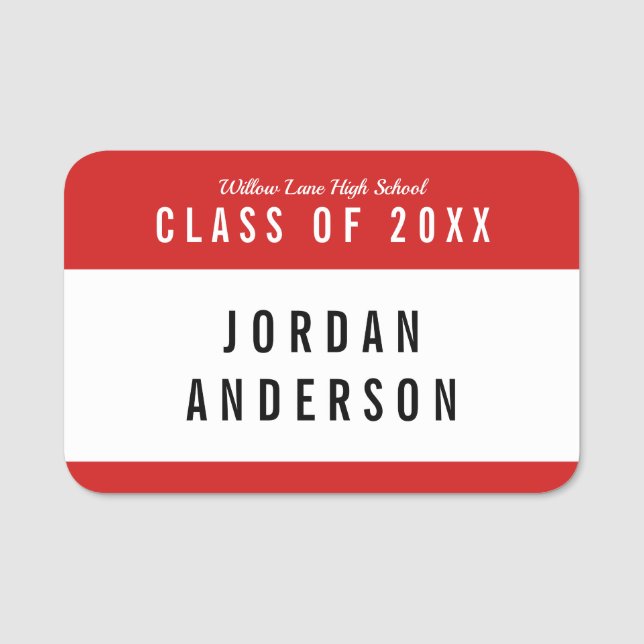 Editable Colour School Class Reunion Name Tag (Front)