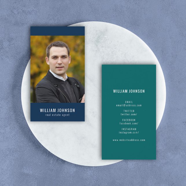 Editable Colour Social Media Profile Photo Business Card (Creator Uploaded)