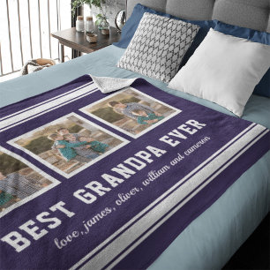 Editable Colour Sporty Best Grandpa Ever Photo Fleece Blanket
