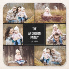 Editable Colour Square Photo Collage Coasters