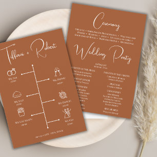 Editable Colour Terracota Wedding Ceremony Program Programme