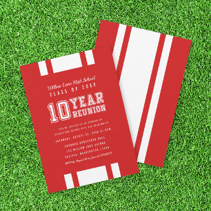 Editable Colour Varsity 10 Year Class Reunion Invitation